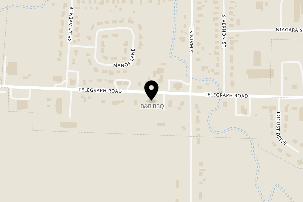 Map showing the location of B&B BBQ on 105 Telegraph Rd in Middleport